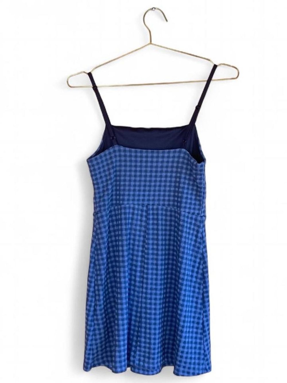 Urban Outfitters Blue Gingham Mini Dress – Textured Check Spaghetti Strap - Picture 3 of 6